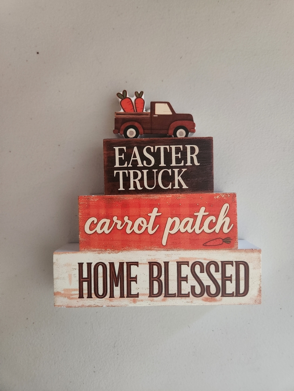 🎉 Easter Truck, Carrot Patch, Home Blessed Stackable Wooden Decor